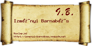 Izményi Barnabás névjegykártya