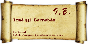 Izményi Barnabás névjegykártya